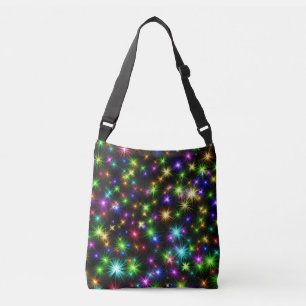 Multicolored Christmas Star Rays Pattern Crossbody Bag