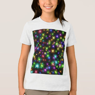 Multicolored Christmas Star Rays Pattern Tri-Blend Shirt