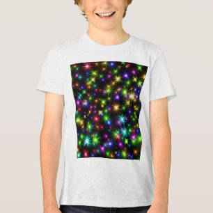 Multicolored Christmas Star Rays Pattern Tri-Blend Shirt