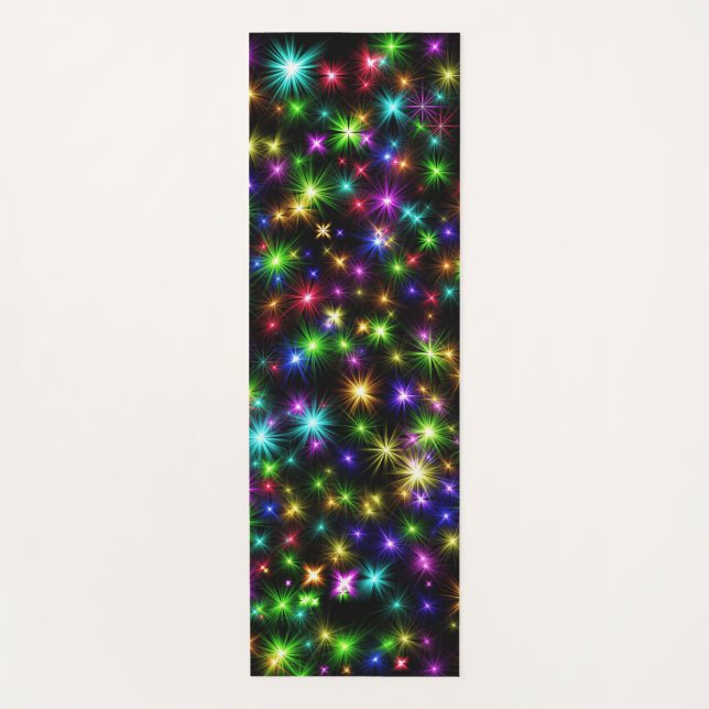 Multicolored Christmas Star Rays Pattern Yoga Mat (Front)
