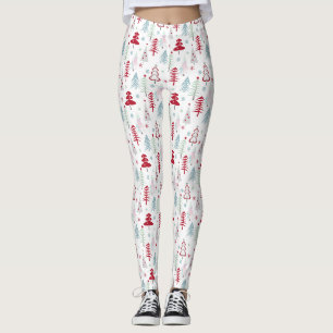 Multicolored Christmas trees on a white Leggings