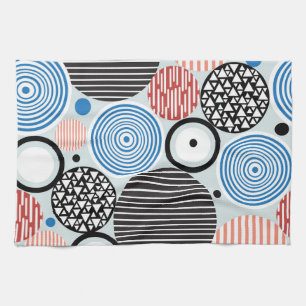 Multicolored circles, graphic pattern design. tea towel