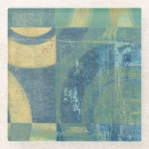 Multicolored Circles & Panels Glass Coaster