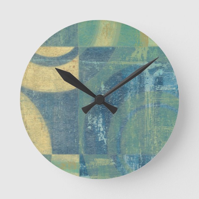 Multicolored Circles & Panels Round Clock (Front)
