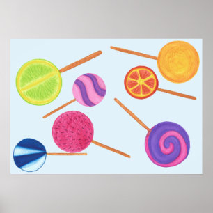 Multicolored Colourful Lollipops Pick Colour Poste Poster