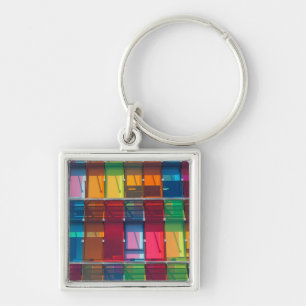 Multicolored commercial building detail key ring