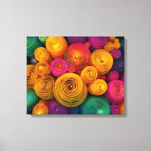 Multicolored concentric circles abstract texture canvas print