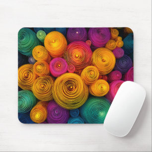 Multicolored concentric circles abstract texture mouse mat