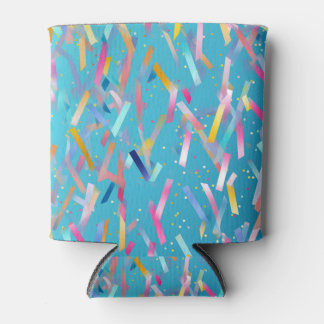 Multicolored confetti background on blue can cooler