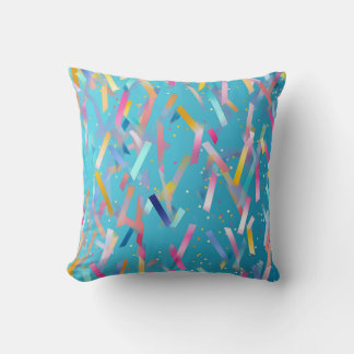 Multicolored confetti background on blue cushion