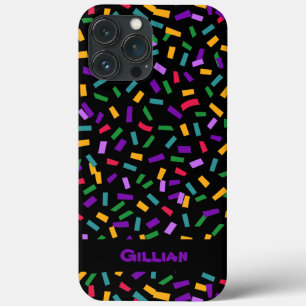multicolored confetti on black iPhone 13 pro max case