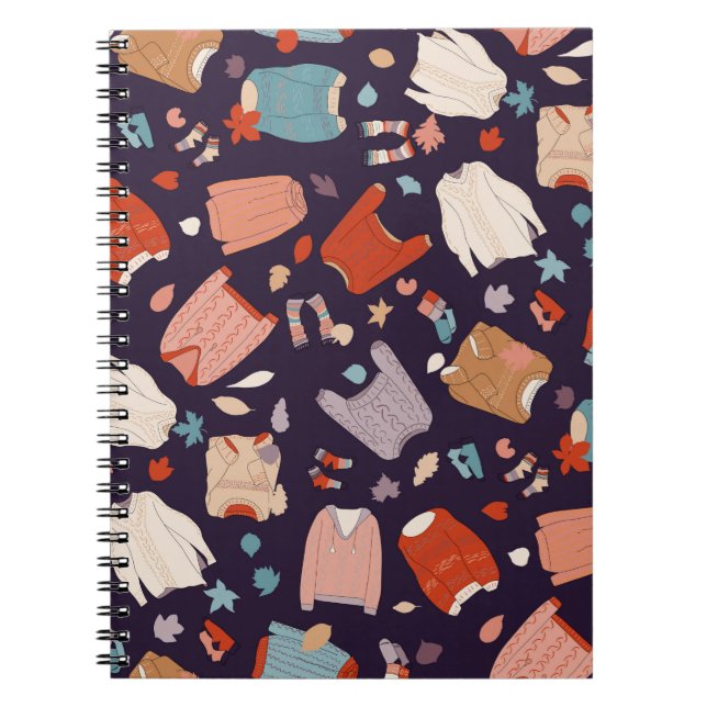 Multicolored, cosy sweaters, warm, autumn, winter. notebook (Front)