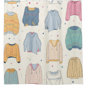 Multicolored, cosy sweaters, warm autumn winter Se Shower Curtain