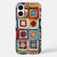 Multicolored Crocheted Granny Square Quilt