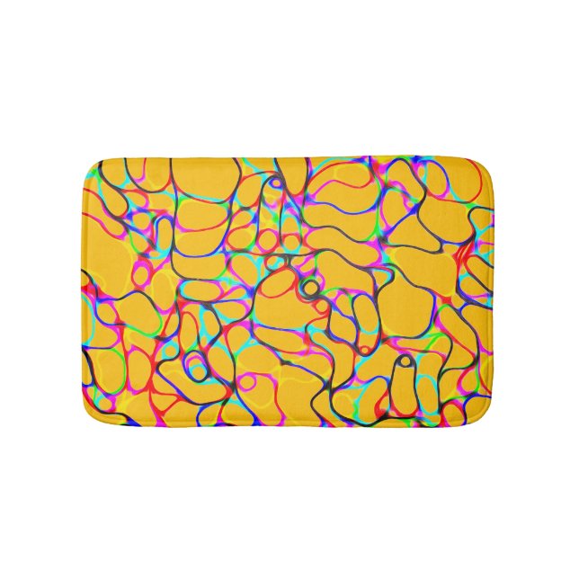 Multicolored Curvy Line Pattern Bath Mat (Front)
