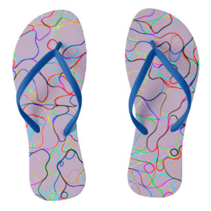 Multicolored Curvy Line Pattern -COOL Flip Flops