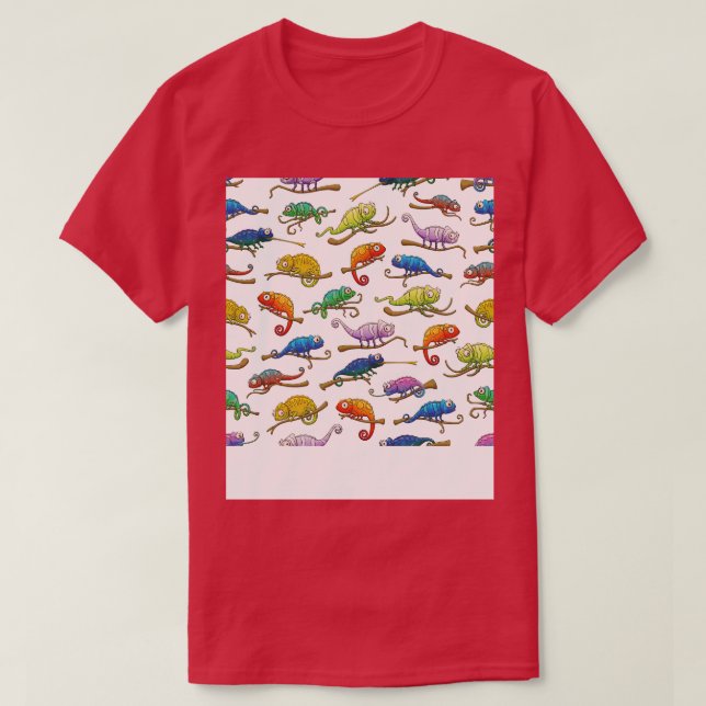 MultiColored Cute Chameleon Lizard T-Shirt (Design Front)