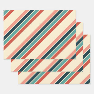 Multicolored diagonal stripes design wrapping paper sheet
