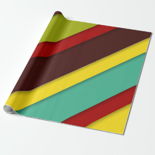 Multicolored Diagonal Stripes Wrapping Paper 