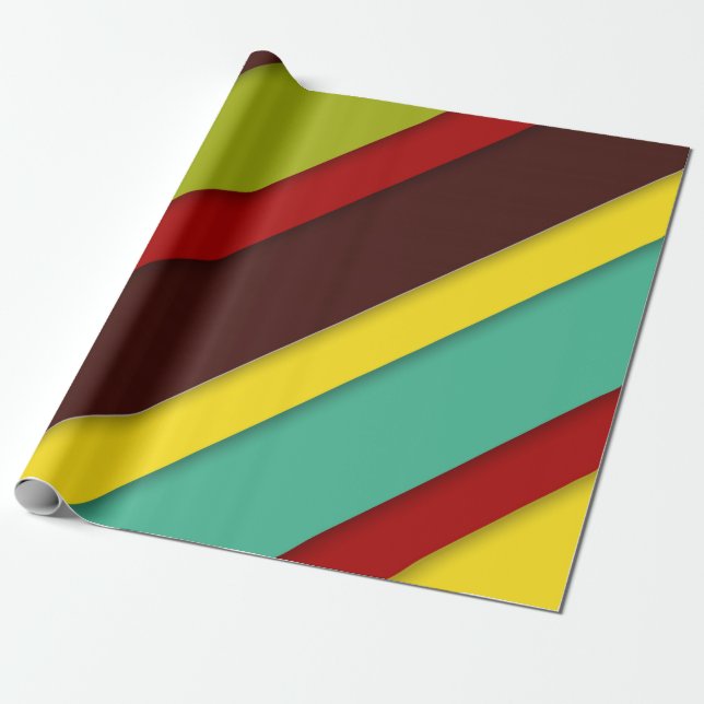 Multicolored Diagonal Stripes Wrapping Paper  (Unrolled)