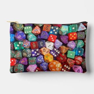 multicolored dice accessory pouch