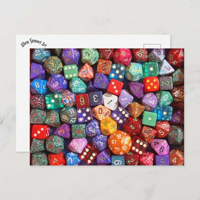 multicolored dice postcard (Front/Back)