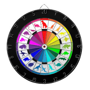 Multicolored Dinosaurs Dartboard