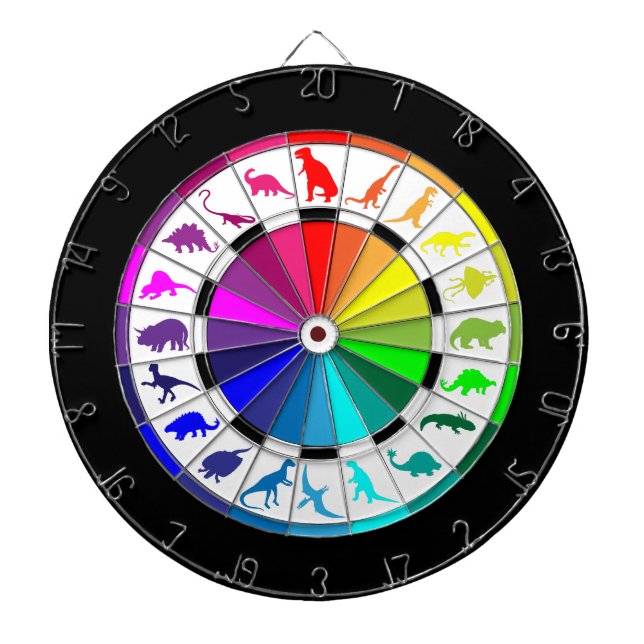 Multicolored Dinosaurs Dartboard (Front)