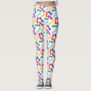 Multicolored dog bone pattern leggings