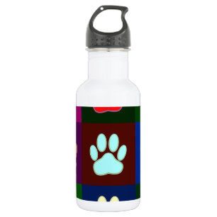 Multicolored Dog Paw Print Pattern 532 Ml Water Bottle