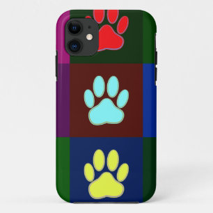 Multicolored Dog Paw Print Pattern iPhone 11 Case