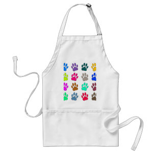 Multicolored Dog Paw Print Pattern Standard Apron