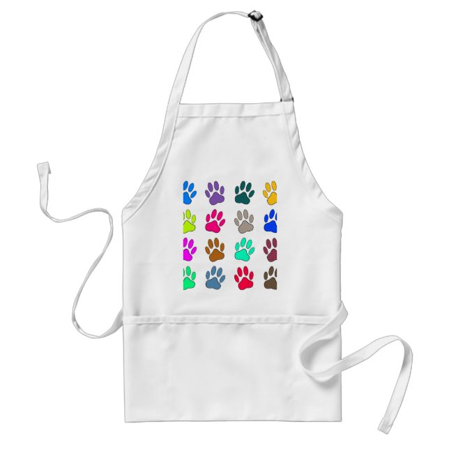 Multicolored Dog Paw Print Pattern Standard Apron (Front)
