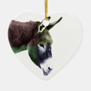 Multicolored Donkey Western Two-sided Ceramic Tree Decoration