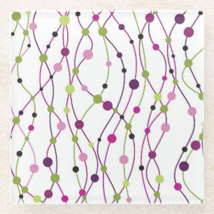 Multicolored dot background glass coaster