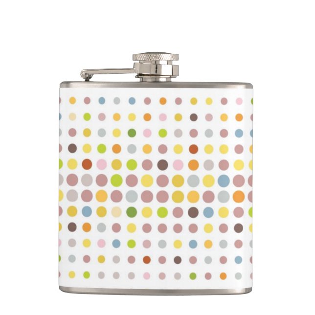 Multicolored dot background hip flask (Front)