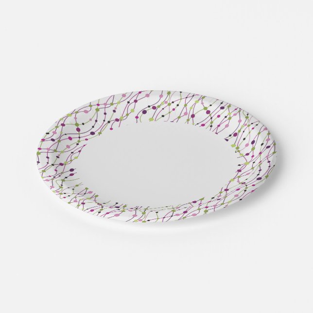 Multicolored dot background paper plate (Angled)