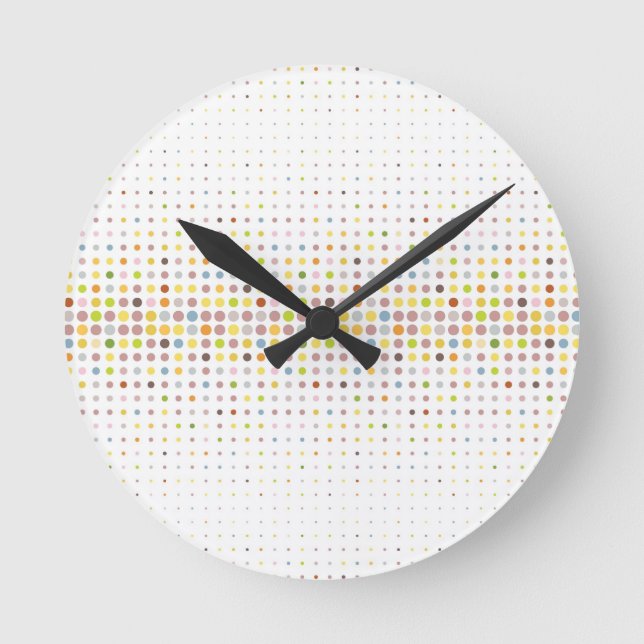 Multicolored dot background round clock (Front)