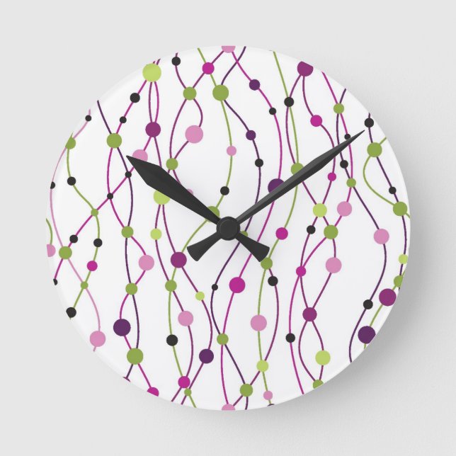 Multicolored dot background round clock (Front)