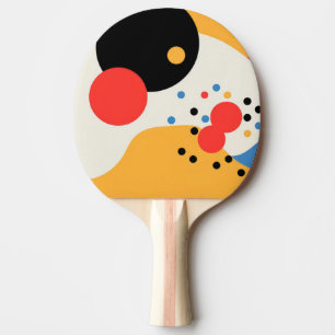 Multicolored dots on an off-white background ping pong paddle