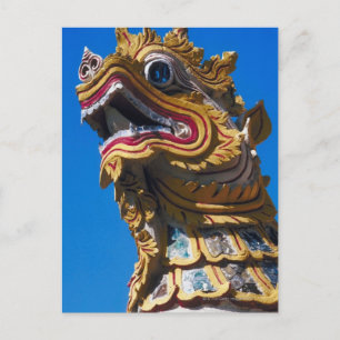 Multicolored dragon statue at Wat Duang Di Postcard