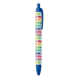Multicolored elephant pattern blue ink pen