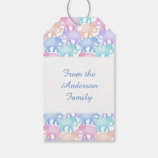Multicolored Elephants Baby Shower Child Birthday Gift Tags