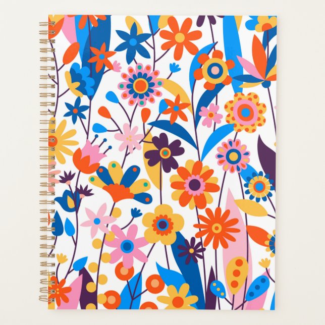 Multicolored Exotic Floral Background Planner (Front)
