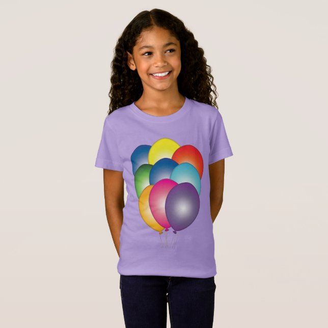 Multicolored Floating Balloons Graphic Tee Shirts (Front Full)