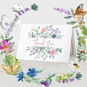 Multicolored Floral Bouquet Folded Thank You Card