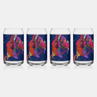 Multicolored Floral Can Glass