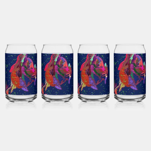 Multicolored Floral Can Glass (Front)