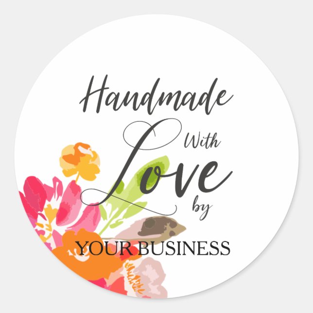 Multicolored Floral Craft Articles Handmade Classic Round Sticker (Front)