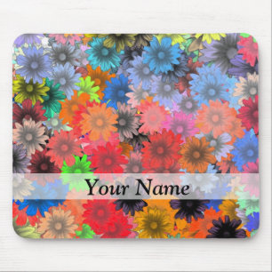 Multicolored floral pattern mouse mat